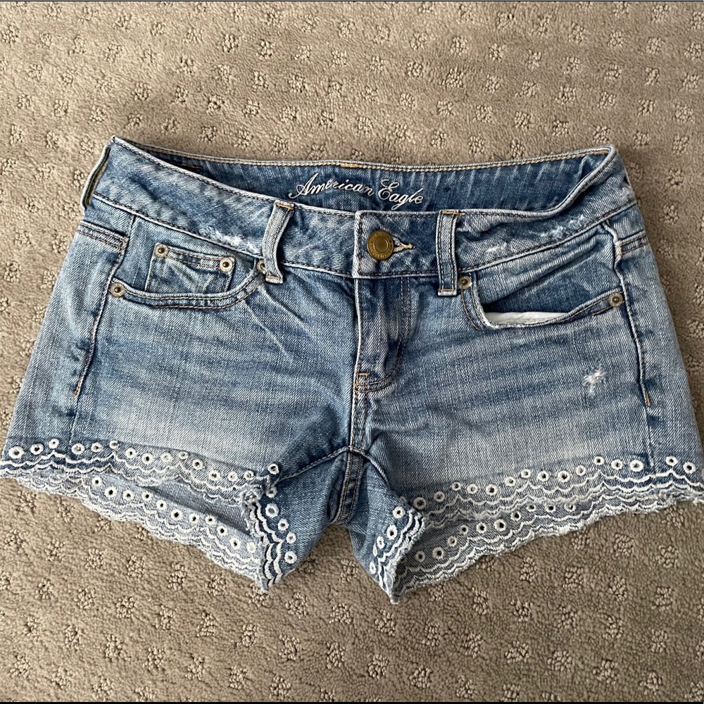 low rise denim shorts